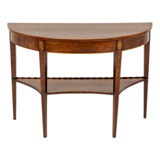 Antique English Yew Demi Lune Side Table, 1700s For Sale