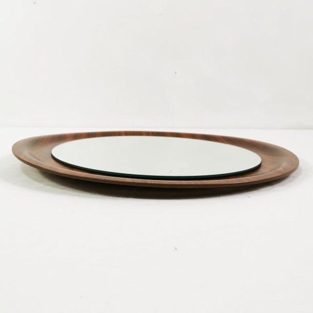 Mid-Century Modern Mid-Century Round Teak Wall Mirror, Denmark, 1960s For Sale - Image 3 of 7