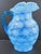 Mid-Century Modern Vintage Fenton Blue Opalescent Coin Spot Glass Pitcher and 4 Tumblers Set For Sale - Image 3 of 17