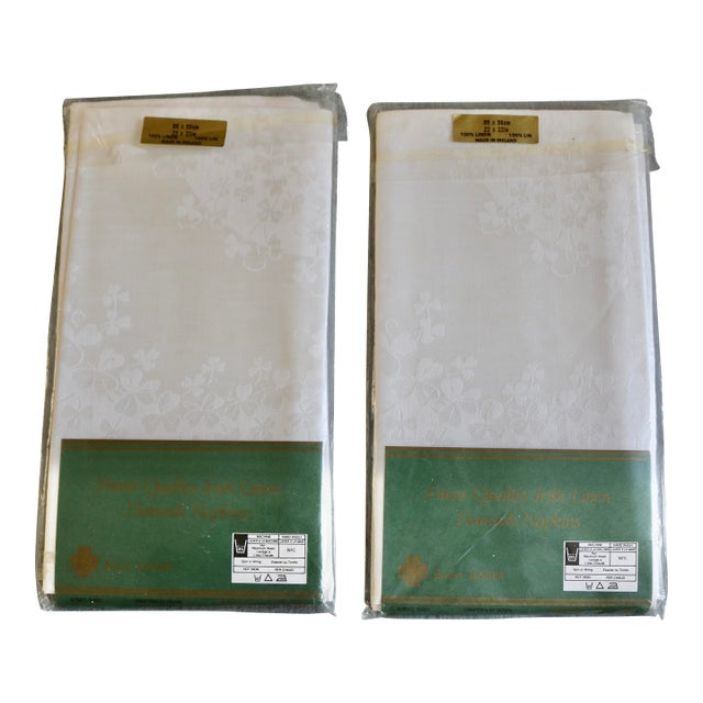 Ewart Liddell Irish Linen Napkins With Shamrock Pattern, Brand New -Set of 8 For Sale