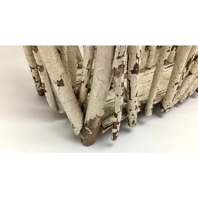 Early 20th Century Antique Adirondack Camp Twig Canterbury or Magazine Rack in Crusty Primitive White Paint For Sale - Image 5 of 8
