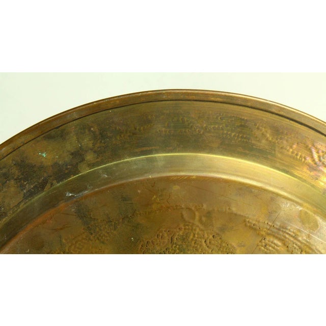 Antique Cairo Ware Copper & Silver Inlay Brass Tray For Sale - Image 9 of 12