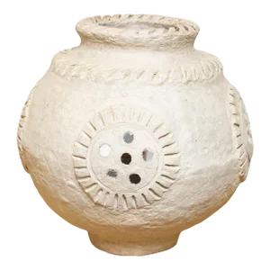 White Mirror-Work Decorative Pot