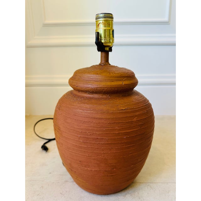 Sculpture Materials Vintage Rustic Terracotta Table Lamp For Sale - Image 7 of 11