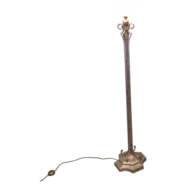 Silver Vintage Art Deco Floor Lamp, 1920 For Sale - Image 8 of 8