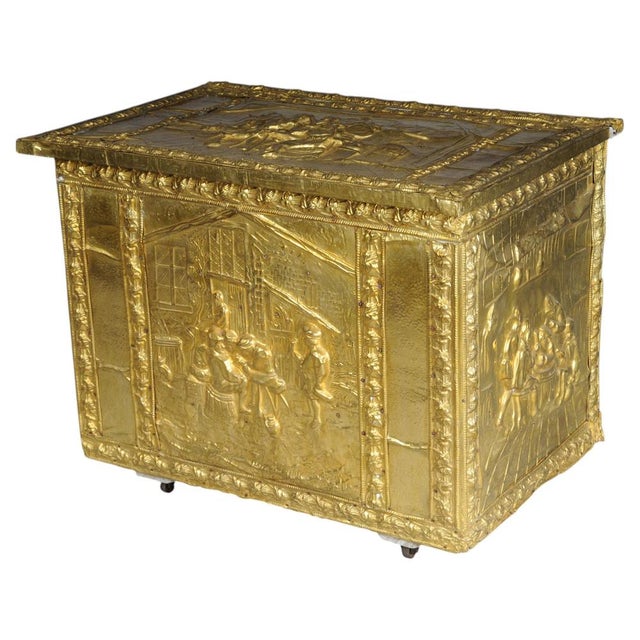 Antique Dutch Chest in Gilt Brass, 19th Century For Sale - Image 13 of 13
