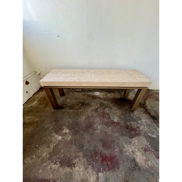 Karl Springer Style Faux Stone Coffee Table, Metal & Resin, Usa For Sale - Image 11 of 12