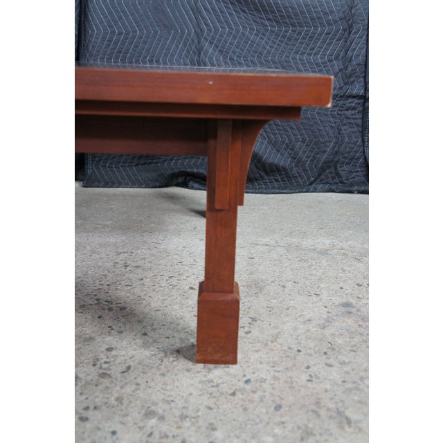 Late 20th Century Artisan Mission Arts & Crafts Craftsman Style Cherry Coffee Cocktail Table 44" For Sale - Image 4 of 12