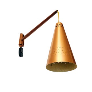 Scandinavian Copper & Teak Model S 1718 Wall Lamp by Hans-Agne Jakobsson for Hans-Agne Jakobsson AB Markaryd, Sweden, 1960s For Sale