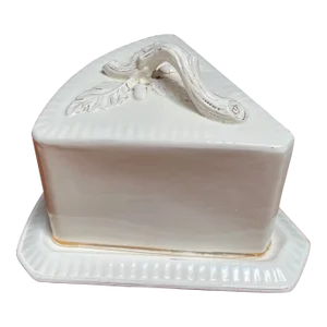 Antique Covered Cheese Plate by Franz Ant. Mehlem - White With Gold Trim