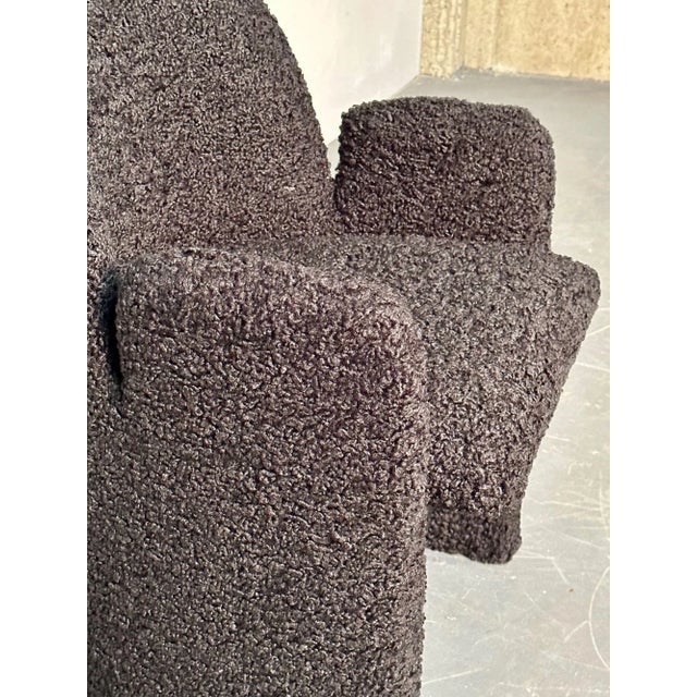 Mid-Century Modern Single Mid-Century Modern Style Arm / Lounge Chair, Black Boucle, Organic Form For Sale - Image 3 of 13