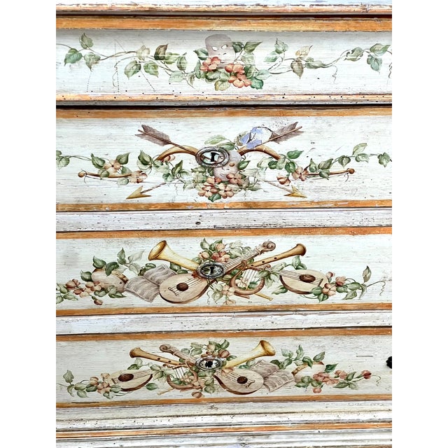 Antique Italian Paint Decorated Four Drawer Commode C. Early 19th Century For Sale - Image 9 of 12