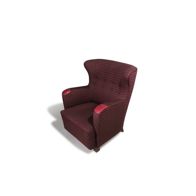 Wood 1937 Attributed to Kaj Gottlob for a.j. Iversen Lounge Chair in Original Lis Ahlmann Fabric For Sale - Image 7 of 12