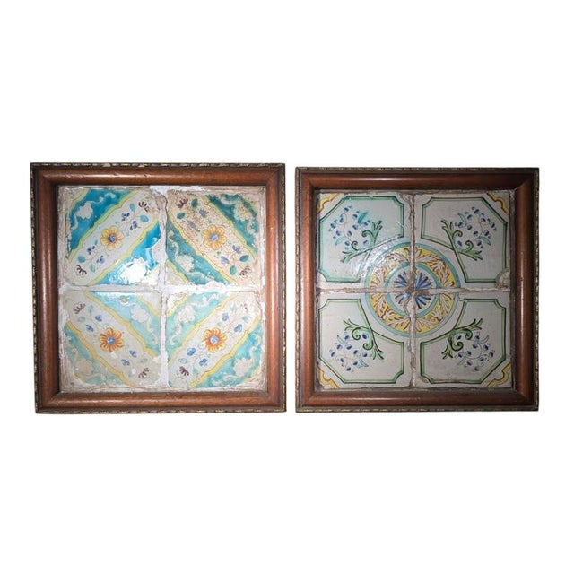 17th Century Antique Framed Talavera Tiles, 1650 For Sale - Image 5 of 9