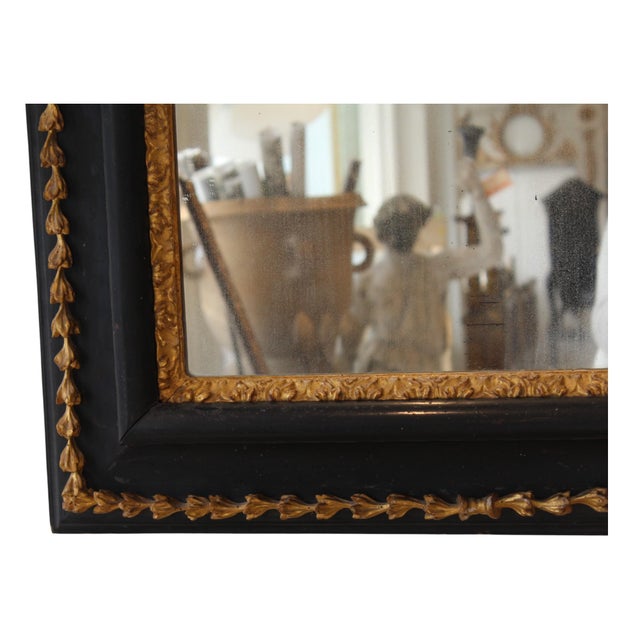 French 19c Italian Antique Giltwood and Black Mirror For Sale - Image 3 of 5