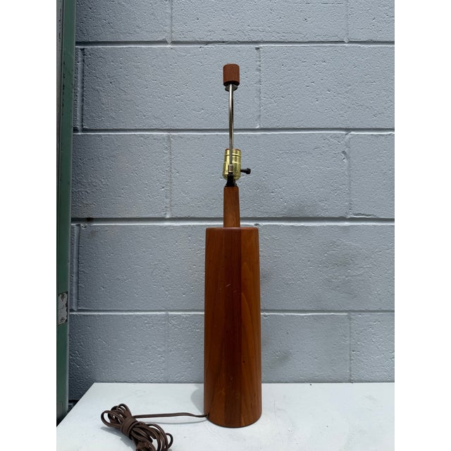 Mid 20th Century Mid 20th Century Mid-Century Modern Turned Teak Table Lamp by Marshall Studios For Sale - Image 5 of 6