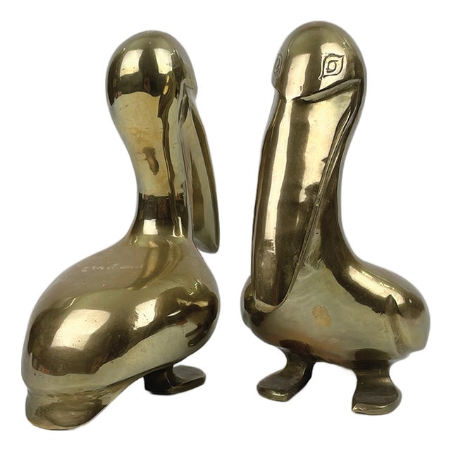 Brass Pelican Bookends, 1960s, Set of 2 For Sale