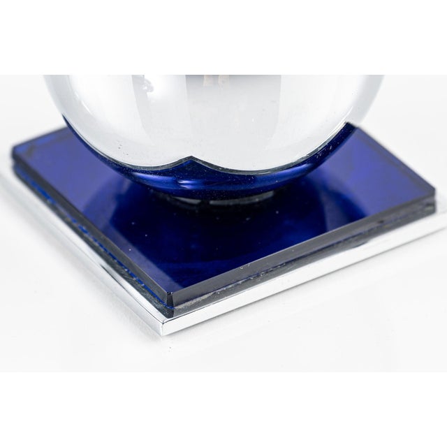 Art Deco Chrome and Cobalt Blue Candleholders by Walter Von Nessen for Chase, 1930s For Sale - Image 11 of 14
