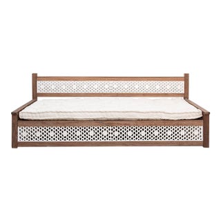 108" Long Reclaimed Teak Jali Daybed Sofa For Sale