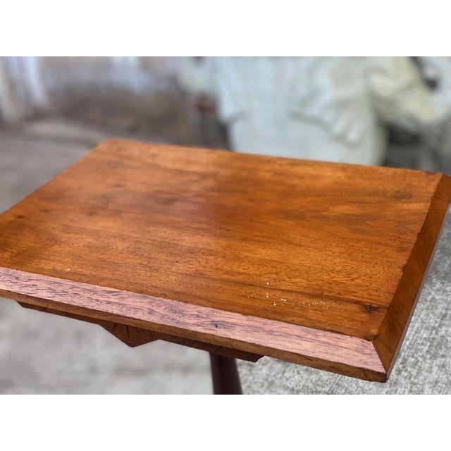 Antique Eastlake Victorian Carved Walnut Plant Stand Pedestal Table