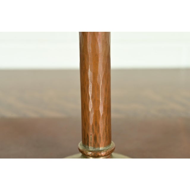 Brass Roycroft Arts & Crafts Brass Finished Hammered Copper Candlestick For Sale - Image 8 of 14