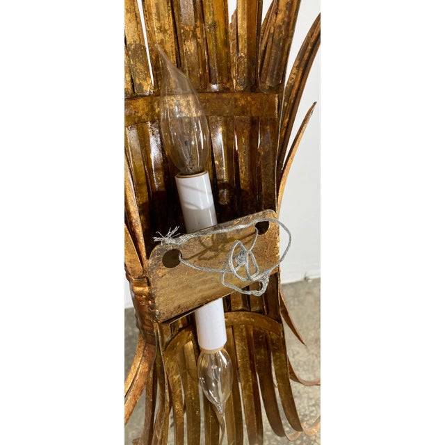 Vintage Gilt Sheaf of Wheat Electrified Wall Sconce For Sale In Kansas City - Image 6 of 7