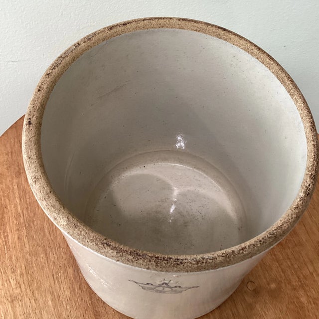 Antique Robinson Ransbottom Blue Crown Stoneware Crock Roseville Ohio For Sale - Image 11 of 12