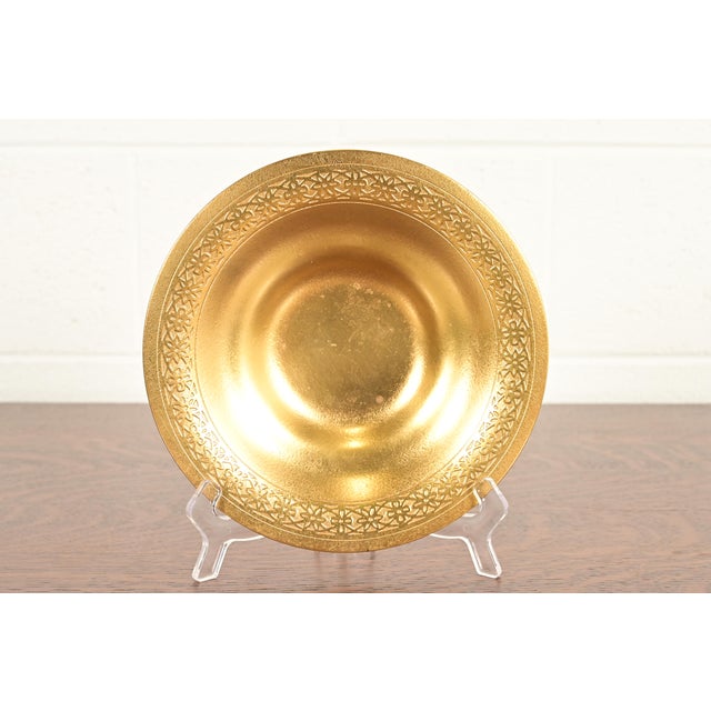 A gorgeous Arts & Crafts or Art Deco period gilt bronze shallow bowl or plate with decorative border By Tiffany Studios...