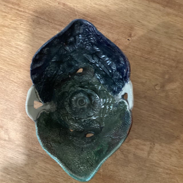 Mid 20th Century Vintage Raku Style Pottery Hand Crafted Multi Fired Stoneware Bowl With Glaze and Luster For Sale - Image 5 of 12