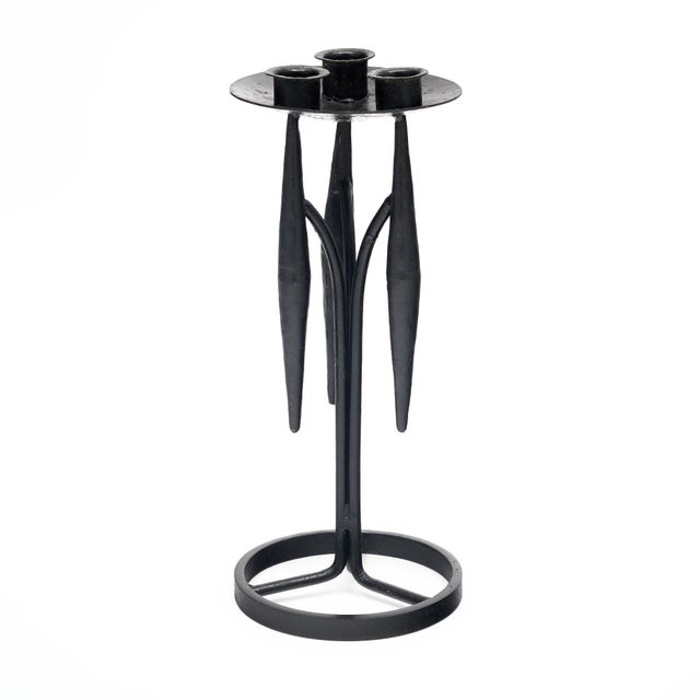 Metal Diego Giacometti Style Iron Candlestick For Sale - Image 7 of 9