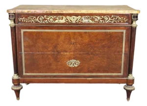 19th C French Marble Top Commode Attributed to Henri Dasson