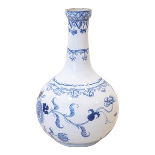 18th Century English Delft Blue & White Vase For Sale