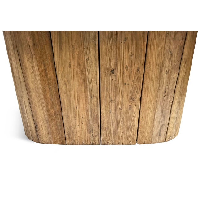 Outdoor Teak Rounded Pedestal Dining Table For Sale - Image 11 of 12