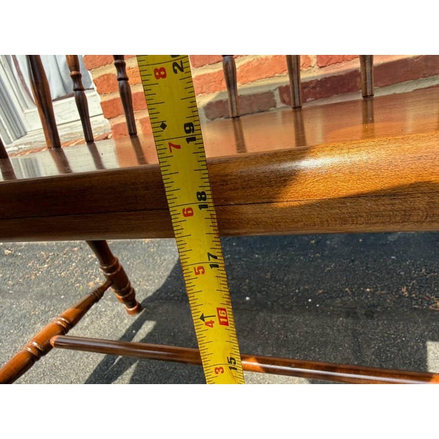 Vintage Early American Colonial Windsor Style Spindle Back Bench For Sale - Image 13 of 15