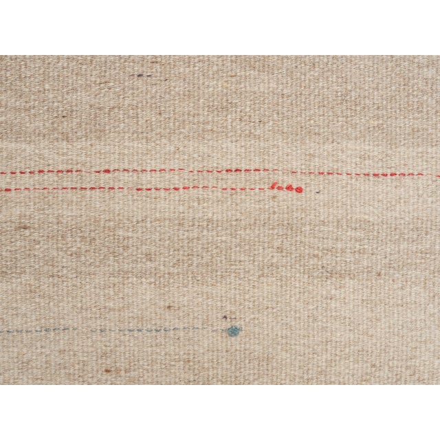 1970s Vintage Handmade Wool Cotton Cream Runner Rug For Sale In San Francisco - Image 6 of 10
