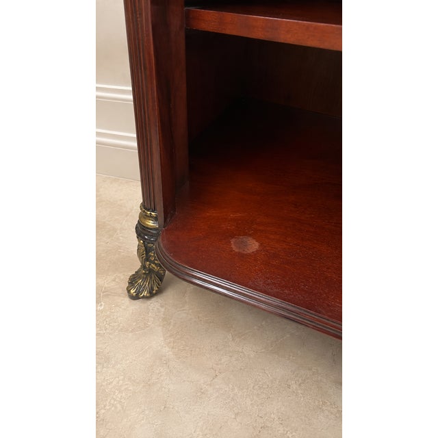 Pair of Bombay Company Neoclassical Mahogany Nightstands With Gilt Paw Feet For Sale - Image 13 of 14