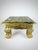 English Vintage Anglo Indian Brass-Clad Embossed Chowki Pedestal Table | Brass Floral Display Riser | Hollywood Regency Boho Decor For Sale - Image 3 of 12