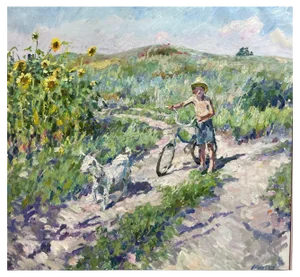 Georgij Moroz, Summer Sunflower in Ukraine, Oil Painting, 2004