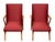Very nice curved solid beech wood frames with brand-new red silk polka dot upholstery. Low seating, typical of the 1950s.