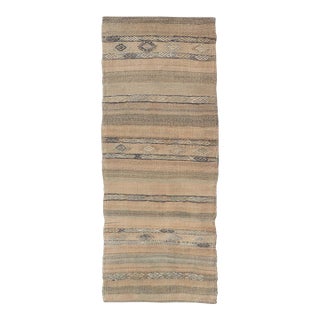 Vintage Turkish Kilim Runner With Earthy Tones and Intricate Geometric Designs 2'6 X 6'8 For Sale