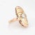 Contemporary Vintage Retro Diamond Ring Two Tone 18k Rose Yellow Gold Sz 5.5 Navette Cocktail For Sale - Image 3 of 6