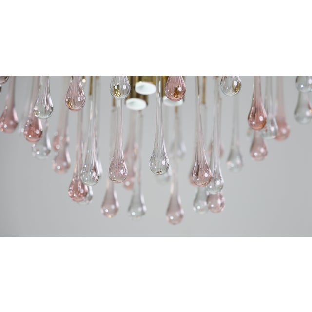 1980s Lady Grace, Chandelier With Pink and Transparent Pendants, Murano Glass For Sale - Image 12 of 15