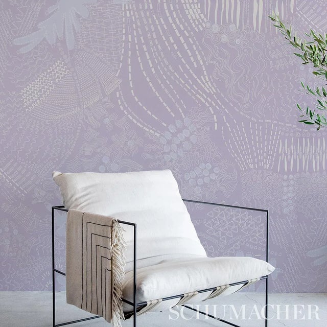 Schumacher Schumacher X Clements Ribeiro Haven Wallpaper in Lilac - 10 Yards For Sale - Image 4 of 5
