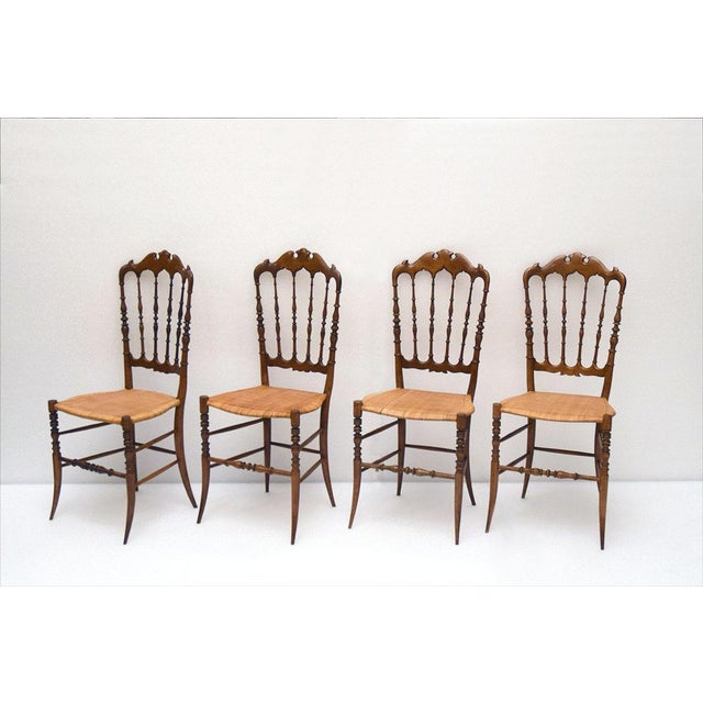 Chiavarina Chairs in Cherry Wood with Straw Seat, 1920s, Set of 4 For Sale - Image 14 of 14