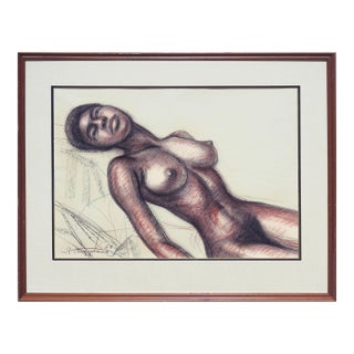 Mid Century Nude Figure Study of a Black Woman by Raul Anguiano For Sale