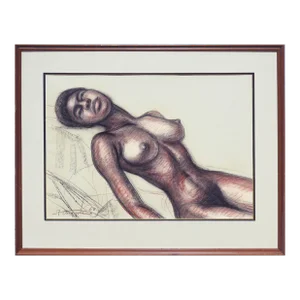 Mid Century Nude Figure Study of a Black Woman by Raul Anguiano
