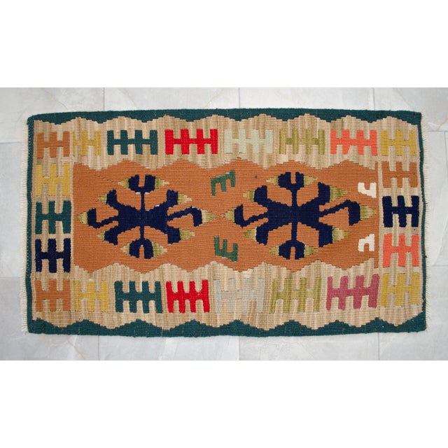 Handmade Rug Turkish Kilim Small Rug Entry Mat Doormat 2x4 Ft Approx For Sale - Image 6 of 11