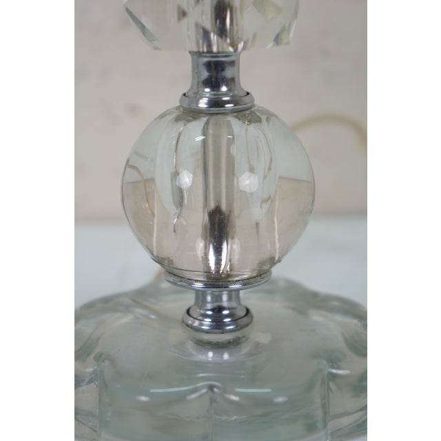 Metal Mid 20th Century Hollywood Regency Stacked Crystal Prism Vanity Boudoir Lamps 11" For Sale - Image 7 of 13