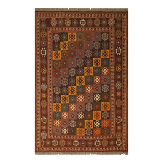Vintage Soumak Rust/Brown Wool Rug - 4'11'' X 6'5'' For Sale