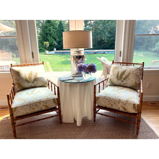 Chinoiserie Style Bamboo Lounge Chairs by Bernhardt, a Pair For Sale - Image 9 of 18